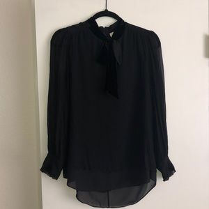 Kate spade size M Mixed velvet chiffon black top
